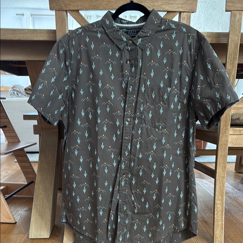 Men's Cactus Pattern short sleeve button up